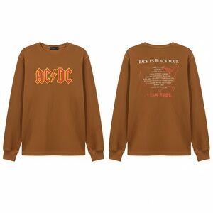Junk Food $32 AC/DC Back in Black 1980 Tour Waffle Knit Pullover L P2P 21-24”